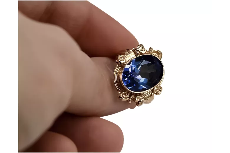 Ring Sapphire Sterling silver rose gold plated Vintage Jewlery vrc100rp